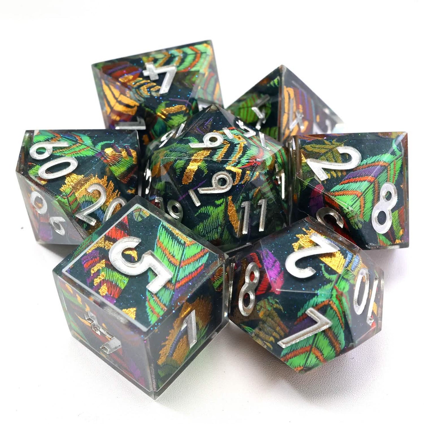 Feyplume | Sharp Edge Dice | Resin | 7 Piece Set