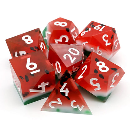 Watermelon Sugar | Sharp Edge Dice | 7 Piece Set