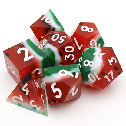 Watermelon Sugar | Sharp Edge Dice | 7 Piece Set