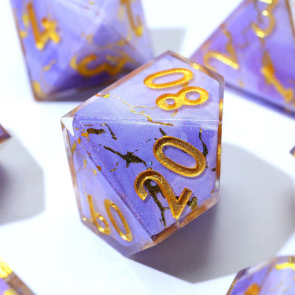 Lunari Whisper | Sharp Edge Dice | Resin | 7 Piece Set