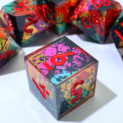 Voltaic Bloom | Sharp Edge Dice | Resin | 7 Piece Set