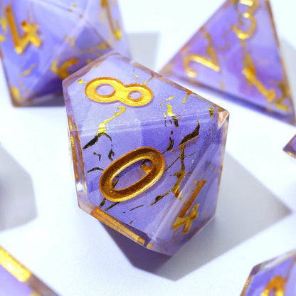 Lunari Whisper | Sharp Edge Dice | Resin | 7 Piece Set
