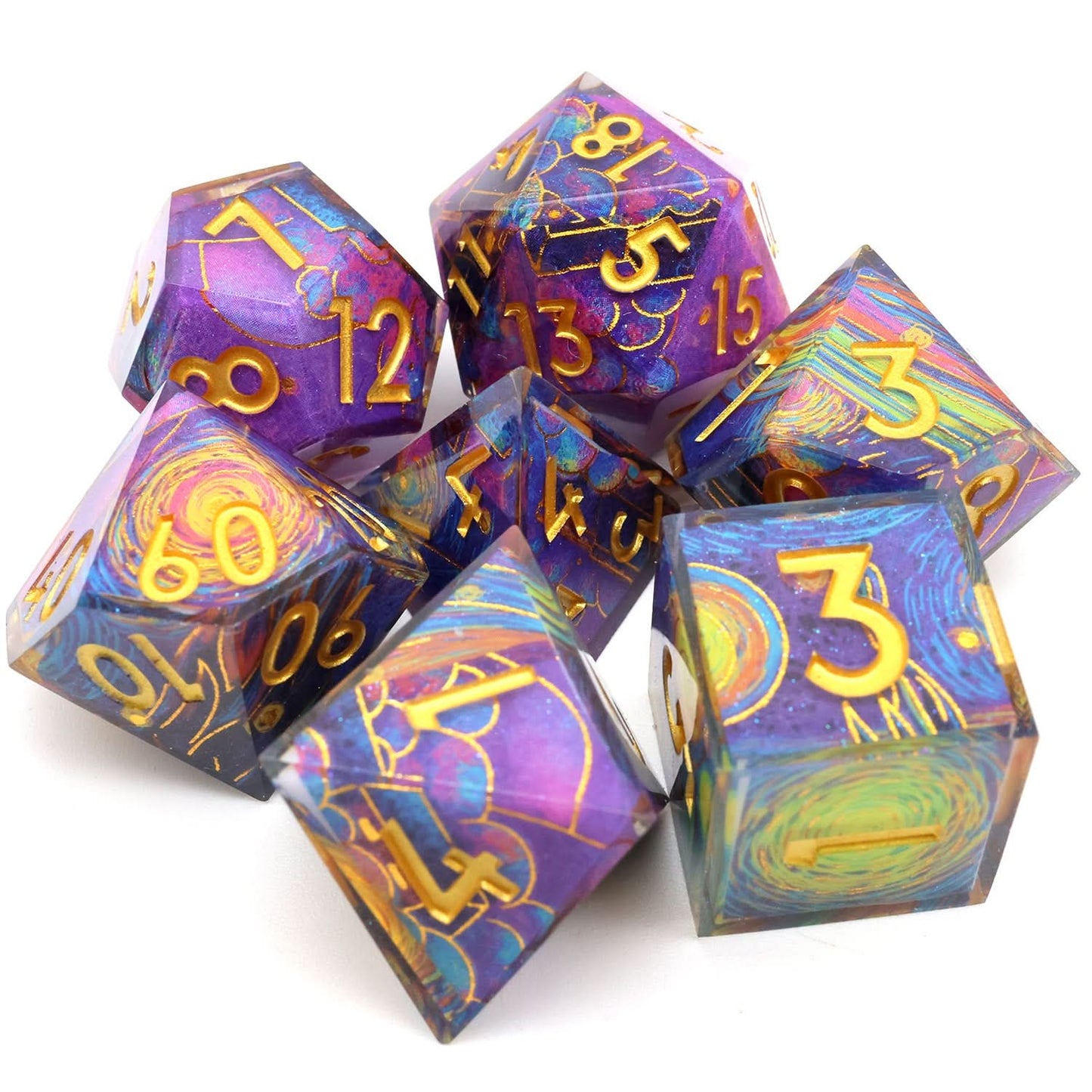 Gilded Cosmos | Art Core Dice | 7 Piece Set