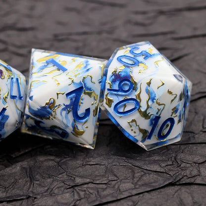 Divine Marble | Sharp Edge Dice | Resin | 7 Piece Set