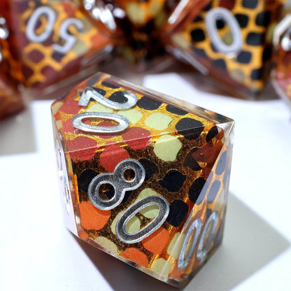 Cindercoil | Sharp Edge Dice | Resin | 7 Piece Set