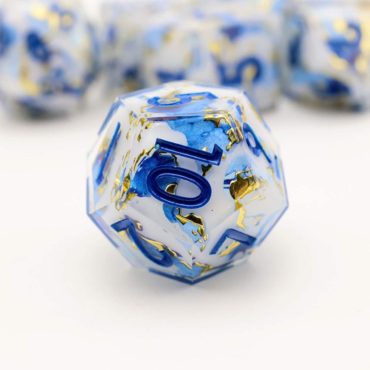 Divine Marble | Sharp Edge Dice | Resin | 7 Piece Set