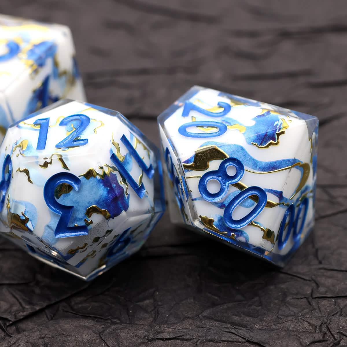 Divine Marble | Sharp Edge Dice | Resin | 7 Piece Set