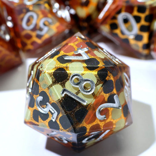 Cindercoil | Sharp Edge Dice | Resin | 7 Piece Set