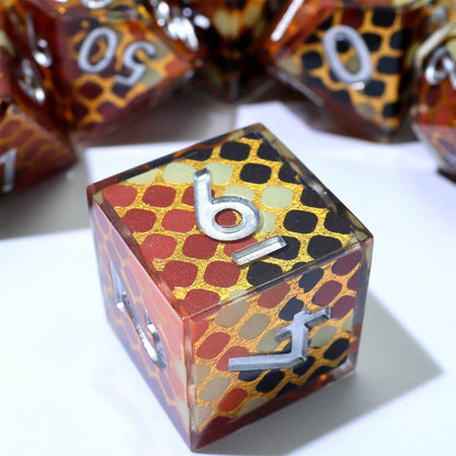 Cindercoil | Sharp Edge Dice | Resin | 7 Piece Set