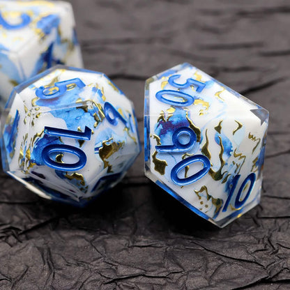 Divine Marble | Sharp Edge Dice | Resin | 7 Piece Set