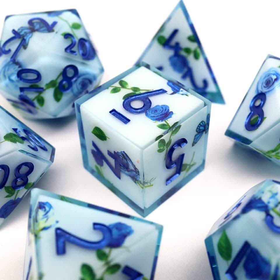 Enchanted China | Sharp Edge Dice | Resin | 7 Piece Set