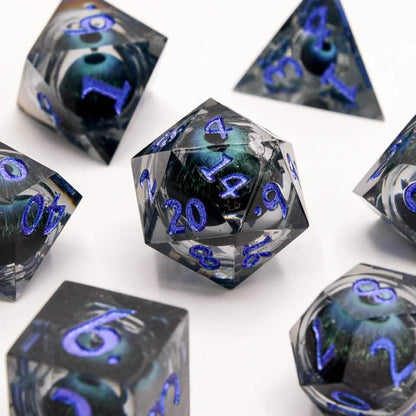 Eye of Evil | Liquid Core Dice | Resin | 7 Piece Set
