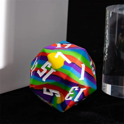 Jester's Bounce | Silicone D20 | Single Dice | Rainbow