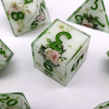Floral Notes | Sharp Edge Dice | Resin | 7 Piece Set