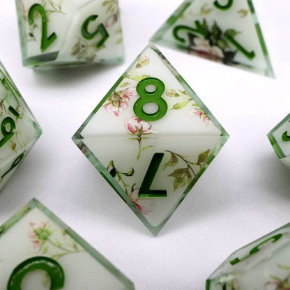 Floral Notes | Sharp Edge Dice | Resin | 7 Piece Set