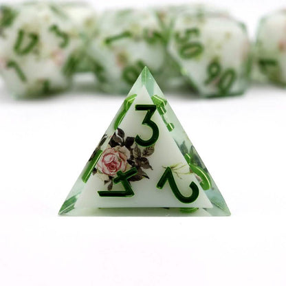 Floral Notes | Sharp Edge Dice | Resin | 7 Piece Set