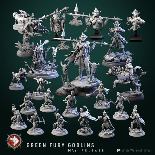 Dungeons and Dragons Models - Green Fury Goblins - Set by White Werewolf Tavern
