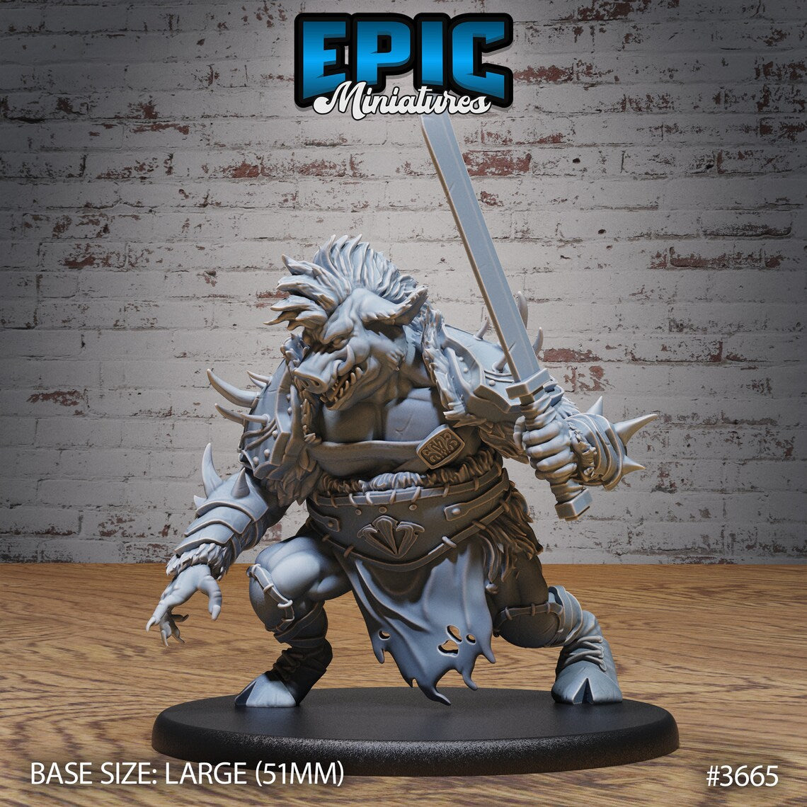 3d Printing - Large Scale - Tabletop/DnD Creatures - Boar Folk/Marauder Troll - Epic Miniatures