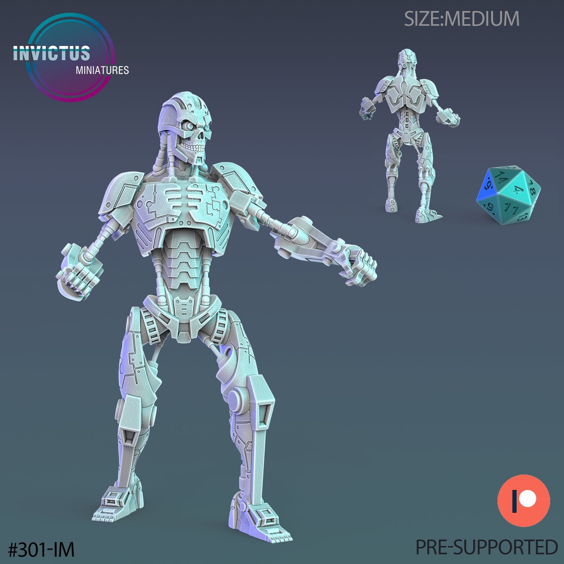 3d Printing - Medium Scale - Tabletop/DnD/Rifts Creatures - Future Robots - Invictus Miniatures