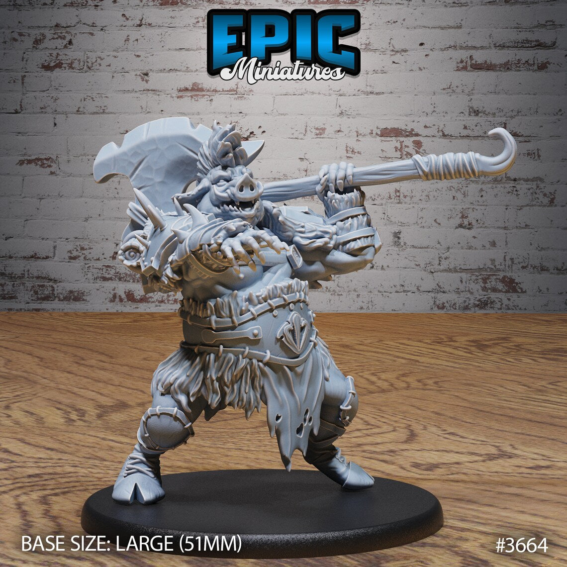 3d Printing - Large Scale - Tabletop/DnD Creatures - Boar Folk/Marauder Troll - Epic Miniatures