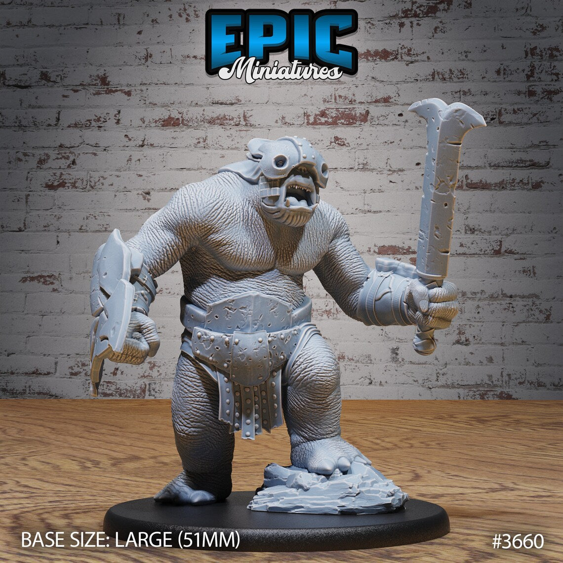 3d Printing - Large Scale - Tabletop/DnD Creatures - Boar Folk/Marauder Troll - Epic Miniatures