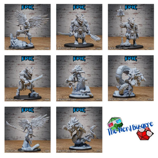 3d Printing - Large Scale - Tabletop/DnD Creatures - Epic Miniatures - Rhan-Tegoth, Young Lung Dragon, Tengu, Jiangshi, Skeletons, etc