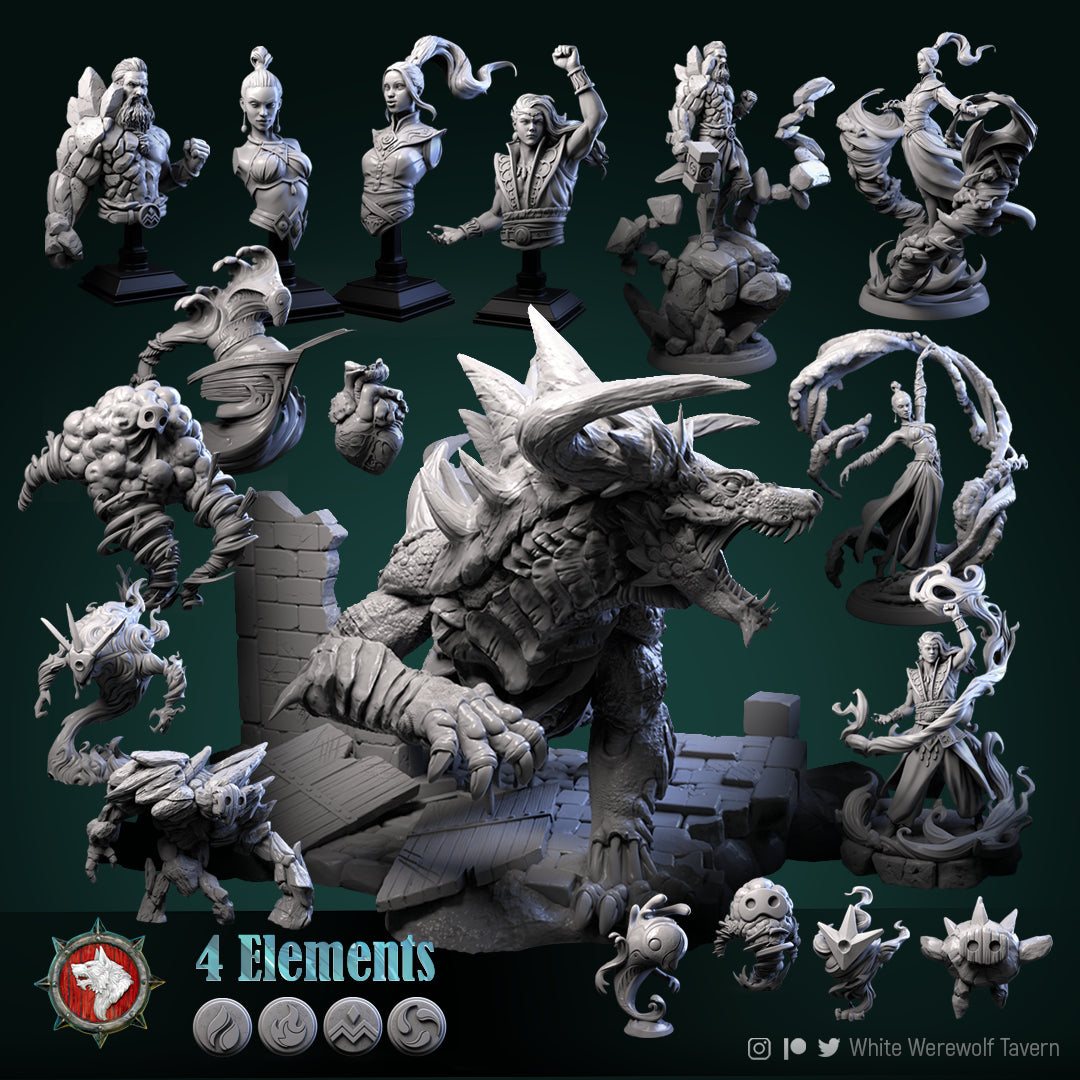 Dungeons and Dragons Models - The Four Elements - Set by White Werewolf Tavern