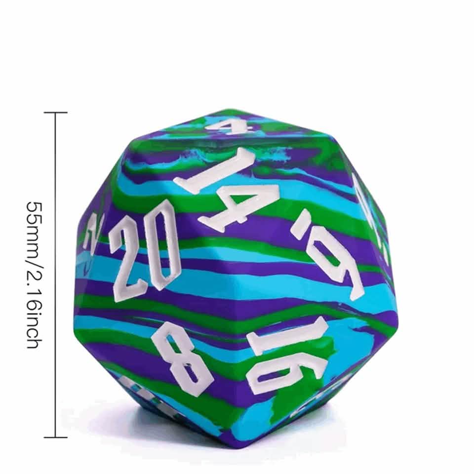 Jester's Bounce | Silicone D20 | Single Dice | Blue Green
