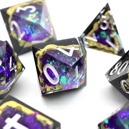 Royal Nebula | Sharp Edge Dice | Resin | 7 Piece Set