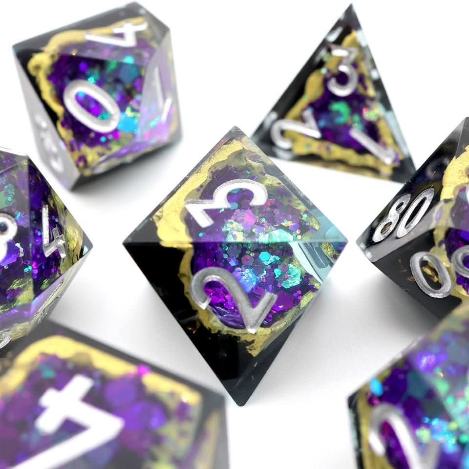 Royal Nebula | Geode Dice | 7 Piece Set