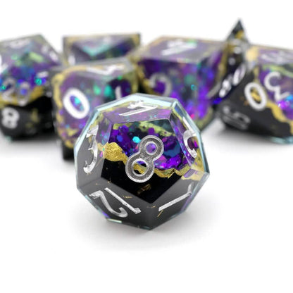 Royal Nebula | Sharp Edge Dice | Resin | 7 Piece Set