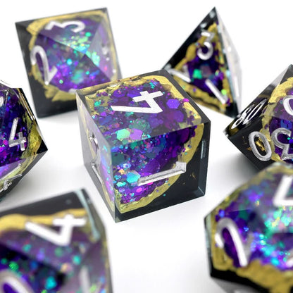 Royal Nebula | Geode Dice | 7 Piece Set