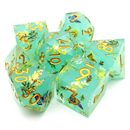 Summer Court | Sharp Edge Dice | Resin | 7 Piece Set