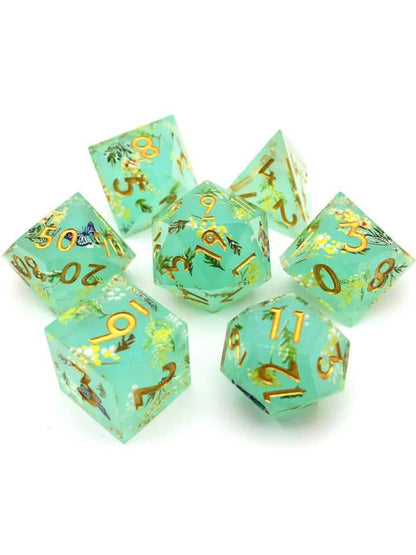 Summer Court | Sharp Edge Dice | Resin | 7 Piece Set