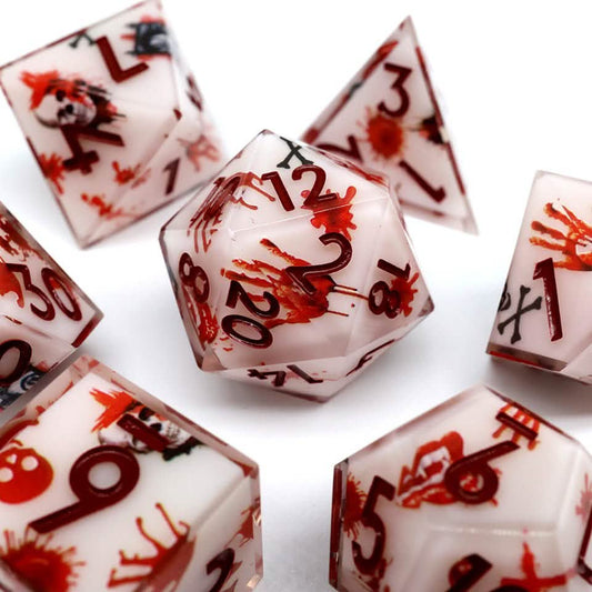 Touch of Death | Sharp Edge Dice | Resin | 7 Piece Set
