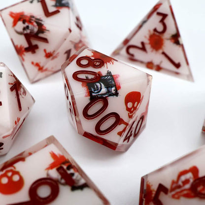 Touch of Death | Sharp Edge Dice | Resin | 7 Piece Set
