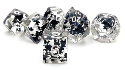 Black Butterfly | Soft Edge Dice | Resin | 7 Piece Set